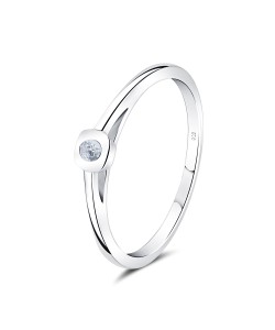 Chic Style with CZ Stone Silver Ring NSR-4037